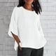 thumbnail image 2 of Tops de Mujer Elegantes Blusas Casuales Camisas de Moda Mangas Recortadas Cuello Redondo Línea de Algodón Camisa Suelta Blusa Odeerbi  ODB154961, 2 of 7