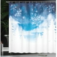thumbnail image 4 of Ambesonne Winter Shower Curtain, Snowflakes and Stars, 69"Wx70"L, Blue White, 4 of 5