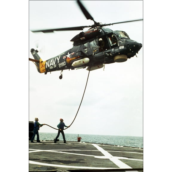 24"x36" Gallery Poster, Navy Kaman SH-2F Seasprite helicopter (HSL-32) 1975