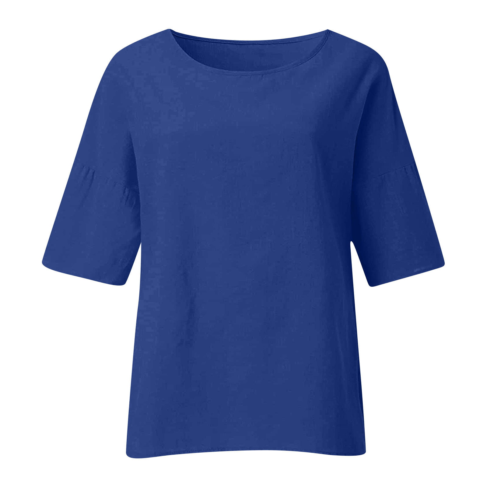 Mlqidk Women's Gauze Tops Ladies 3/4 Sleeve Crew Neck Boho Tops Plus Size  Flowy Tunic Shirt Pullover