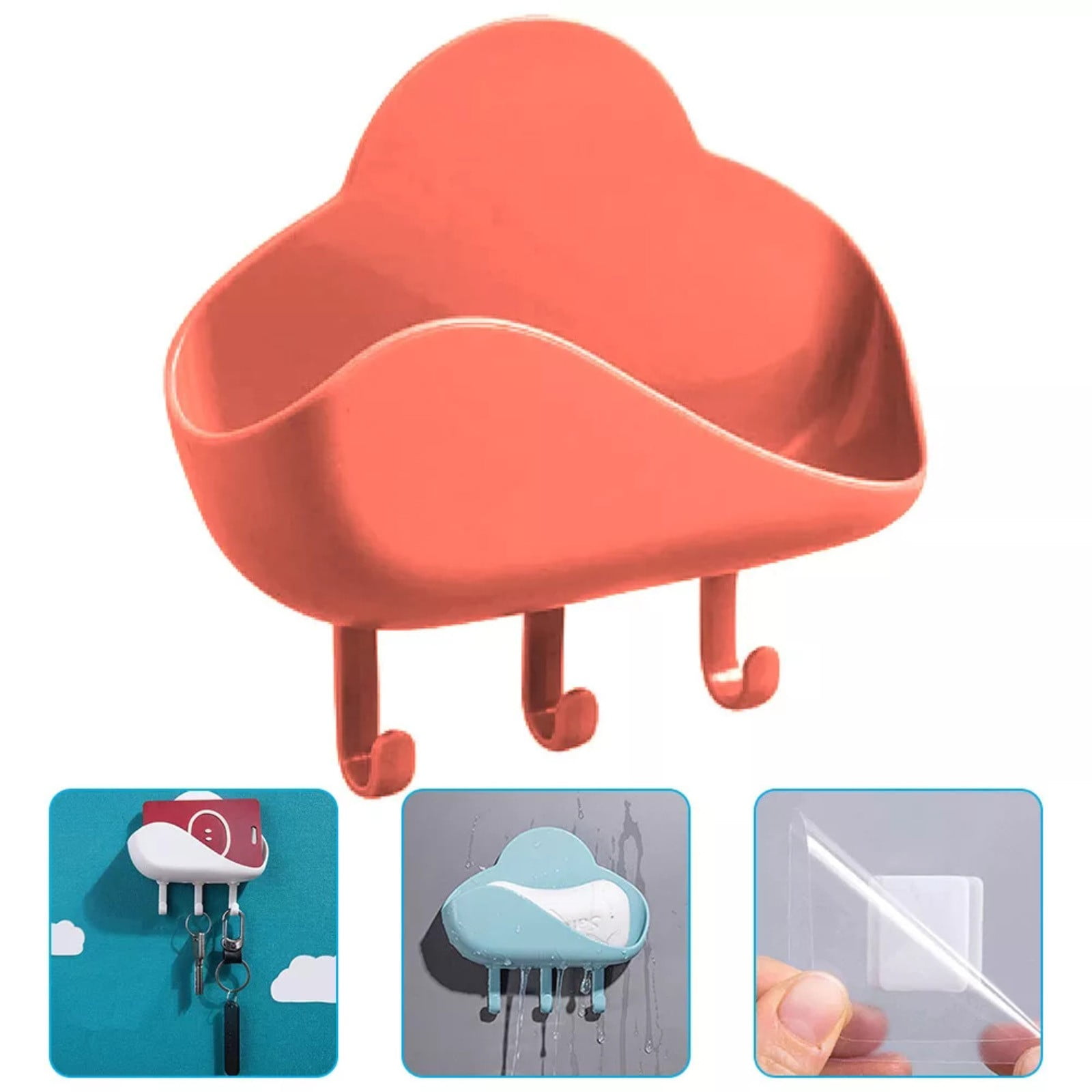 STEADY 2 pcs Cloud Shape Soap Box Bar Soap Holder for Shower Wall with