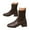 Brown, variant on Oyedens Dress Boots for Women Fashion Leather Knit Patchwork Slip on Sock Ankle Booties Chelsea Boots
