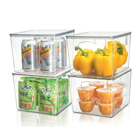 UPC: 0192405376337 | Sorbus Clear Storage Bins with Lids (4-Pack) – Large Organizers for Kitchen  Pantry  Fridge  Cabinet