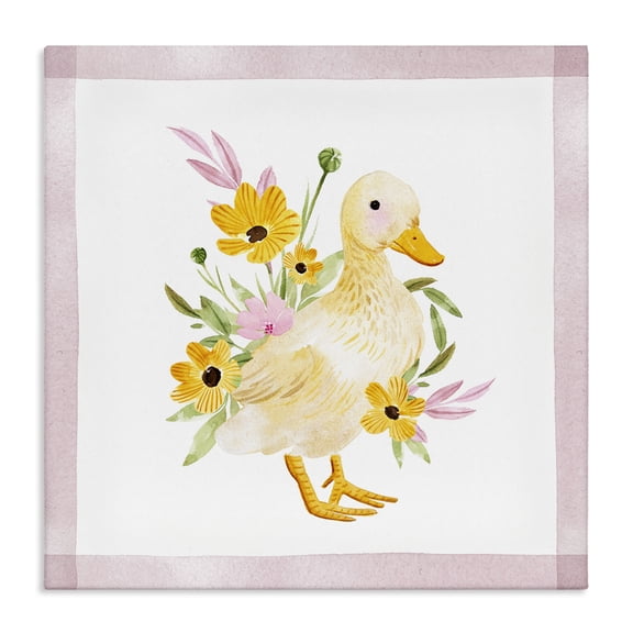 Stupell Industries Cottage Duck & Yellow Daisies Canvas Art, 17 x 17, by Enya Todd