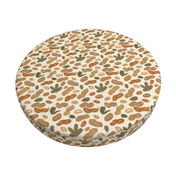 Disketp Set With Peanut Funda Redonda para Taburete, Funda de Cojín para Silla de Bar Suave y Elástica-12 inch