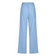 thumbnail image 5 of FRSASU Womens Casual Imitation Cotton Linen Pants Lightweight Summer Elastic Waist Plus Size Solid Lounge Long Trousers Light Blue, 5 of 5