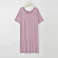 thumbnail image 6 of Women's Oversized Midi Nightgown Soft Knit Short Sleeve Pajamas Dress with Side Pockets for Daily Bedroom Loungewear Purple XXL, 6 of 6