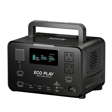 Eco Play EP400 Portable Power Station, 400W AC Output 800W Surge, 256Wh LiFePO4 Battery, UPS, for Outdoor Camping Activity