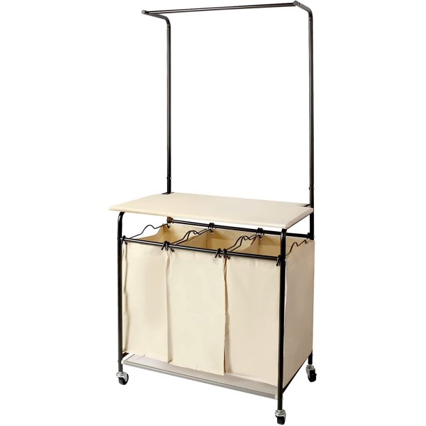 Nisorpa Rolling Laundry Sorter Cart with Wheels 3Section HeavyDuty