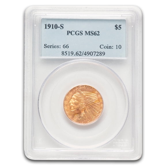 1910-S $5 Indian Half Eagle MS-62 PCGS