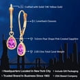 thumbnail image 2 of Gem Stone King 14K Yellow Gold Pink Created Sapphire Drop Dangle Earrings for Women (2.00 Cttw, Gemstone September Birthstone, Pear Shape 7X5MM), 2 of 5