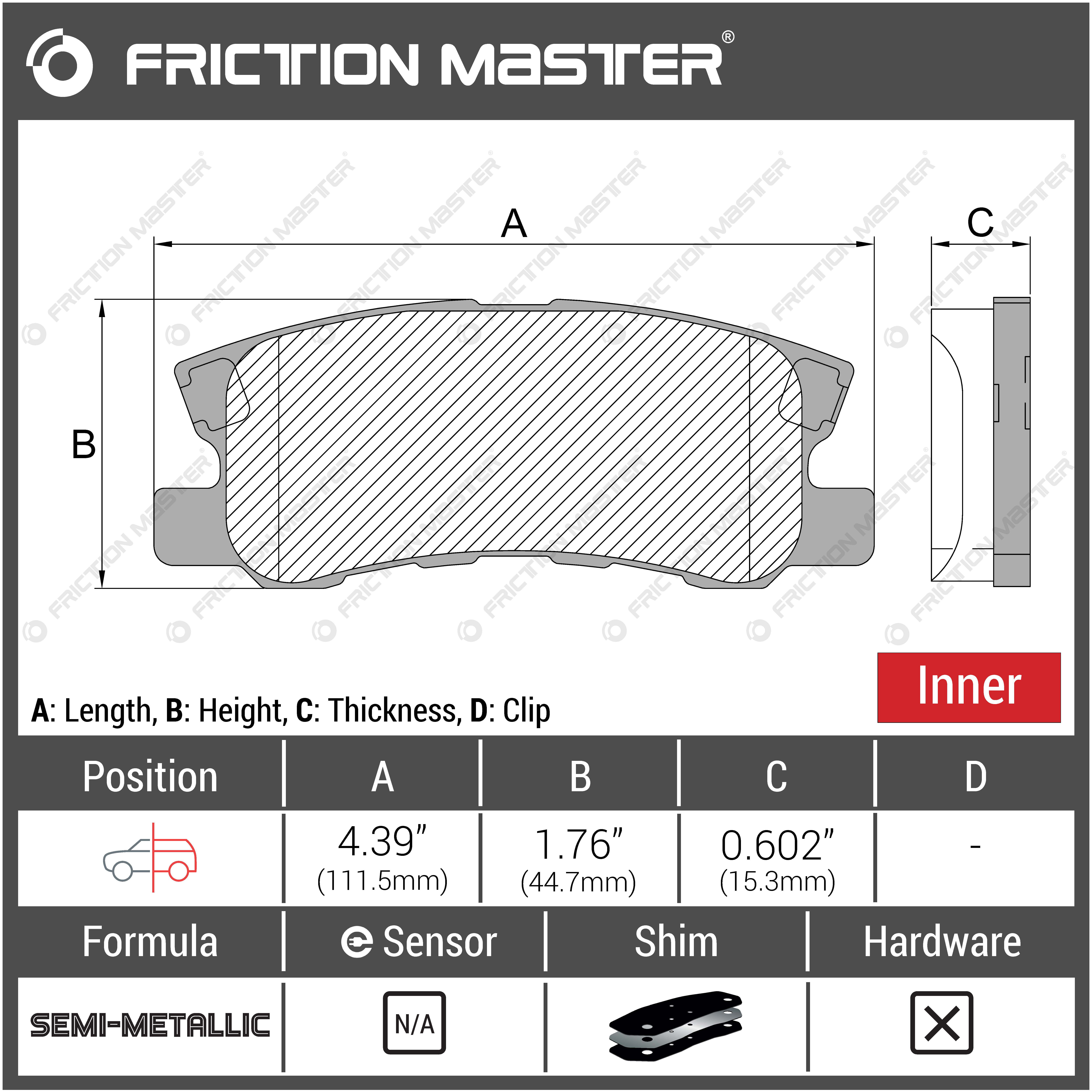 Friction Master Rear Brake Kit Set of 2 Rotors and 4 Metallic Pads BK1412m