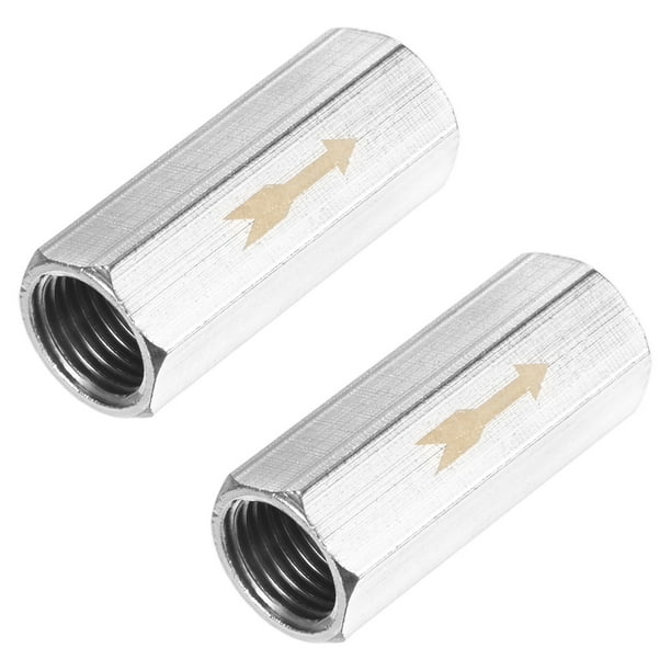 Uxcell 2-Pack Válvula de Retención de Aire, Válvula de Aire Unidireccional de Cobre Niquelado de 1/4" para Conexión de Gas/Aceite/Agua