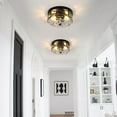 thumbnail image 6 of Modern Small Flush Mount Ceiling Light With Clear Hammered Glass Brushed Light Fixtures 2-Lights Farmhouse Ceiling Light Antique Ceiling Light for Kitchen Dining Room Hallway 9.84"D, 6 of 8