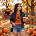 thumbnail image 3 of Women's Halloween Witch Print V-Neck T-Shirt, Raglan Short Sleeve Casual Graphic Tee Top for Halloween Party Daily Wear 08-Earthy Yellow S, 3 of 4