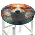 thumbnail image 3 of Gukieu Cartoon Pattern Corgi Print Round Chair Cover, Dust-proof and Non-slip Bar Chair Protective Cover, Suitable for Bars, Restaurants, Offices-13 inch, 3 of 7
