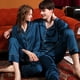 thumbnail image 2 of SUO & CHAO-Pijama de satén de seda para hombre y mujer, ropa de dormir de 2 S-6XL, Tops de manga larga con solapa y pantalones, para estar en casa, piezas, 2 of 4