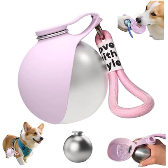 10oz Portable Dog Water Bottle for Travel, 2‑in‑1 Stainless Steel Pet Water Dispenser with Foldable Silicone Bowl, Leak‑Proof Puppy Hydration Cup for Walking Hiking Outdoor