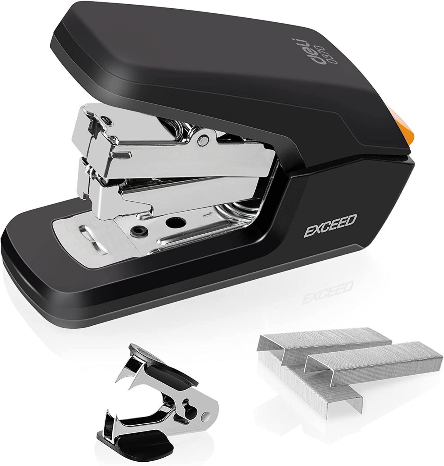 Deli Effortless Desktop Stapler, Standard Stapler, 25 Sheet Capacity, One Finger, No Effort