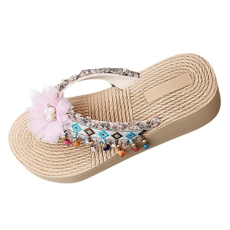 

Flip Flops for Women Women Wedge Slippers Flip Flops Are Good At Talking About Slippers Flower Flip Flops Are Fashionable Thick Soles Are Worn Outside Flip Flops Eva Pink 39