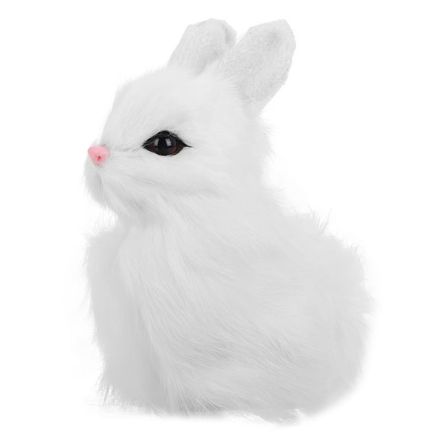 Mini conejos de peluche realistas, lindos y realistas, modelo de simulación de conejo, juguete de animales de peluche, figura de conejo peludo para decoración de mesa