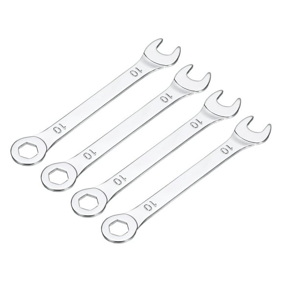 4 Packs 10mm Thin Combination Wrench with Offset 6-Point End and Angled Open End