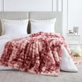 thumbnail image 4 of 60x80 Inches Ultra-Soft Fuzzy Faux Fur Plush Twin Size Blanket - Thick, Warm Sherpa for Couch, Sofa, Bedroom, Camping - Decorative Blanket for Cozy Warmth, Bubble Dusty Rose Tie Dye, 4 of 5