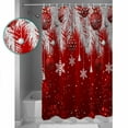 thumbnail image 4 of Red Christmas Waterproof Fabric Shower Curtain, Xmas Balls Snowflake Silver Pine Needles Shower Curtain for Bathroom Curtains Bathtubs Hotel Washable Shower Curtains with 12 Hooks Stall 48x72in, 4 of 6