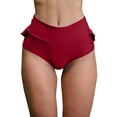 thumbnail image 2 of Gibobby Ropa Interior con Entrenamiento Ropa interior elástica cintura alta para mujer, ajuste ajustado, borde con volantes, Yoga, levantamiento cadera y contracción Abdominal （Rojo， XXL), 2 of 5