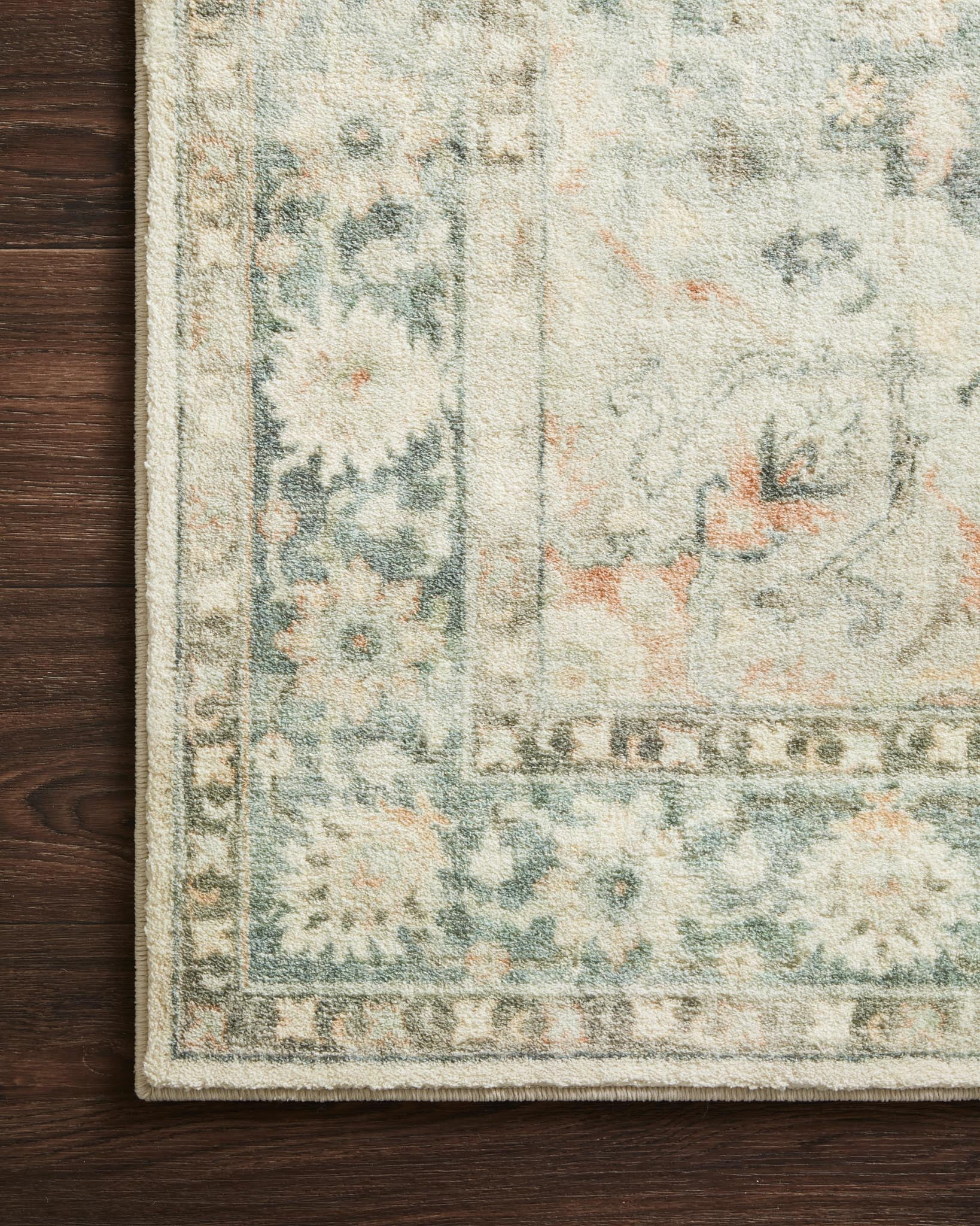 Loloi Rosette Teal / Ivory 18" x 18" Sample Rug