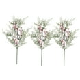 thumbnail image 1 of Naiovety 3 unids/set follaje navideño ramas de pino artificiales versátiles y duraderas para decoración navideña bayas de copo de nieve 3 palos, 1 of 6