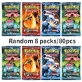 thumbnail image 1 of Cartas de Pokémon de 40/80 piezas al azar, caja de baraja de Pikachu, juegos de fiesta en inglés, juego de cartas de Matchmaking de mesa, álbum de tarjetas de Pokémon, juguetes para niños, 1 of 5