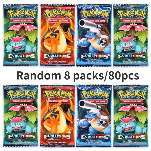Cartas de Pokémon de 40/80 piezas al azar, caja de baraja de Pikachu, juegos de fiesta en inglés, juego de cartas de Matchmaking de mesa, álbum de tarjetas de Pokémon, juguetes para niños