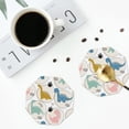 thumbnail image 4 of Lsque Cute Dinosaurs Pattern 4" Drink Coasters Set of 4, PVC Leather Absorbent Coasters, Table Coaster Set Decorative Coffee Cup Coasters Housewarming Gift -Octagon, 4 of 6