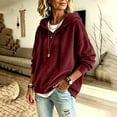 thumbnail image 4 of Fewfanhot Women's Tops, Tees & Blouses Casual Loose-fitting Long-sleeved Knitted Velvet Hooded Sweatshirt Top, 4 of 9