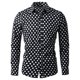 thumbnail image 1 of Camisas de hombre con lunares, manlarga, corte ajustado, estampado, camicon botones Negro 52, 1 of 7