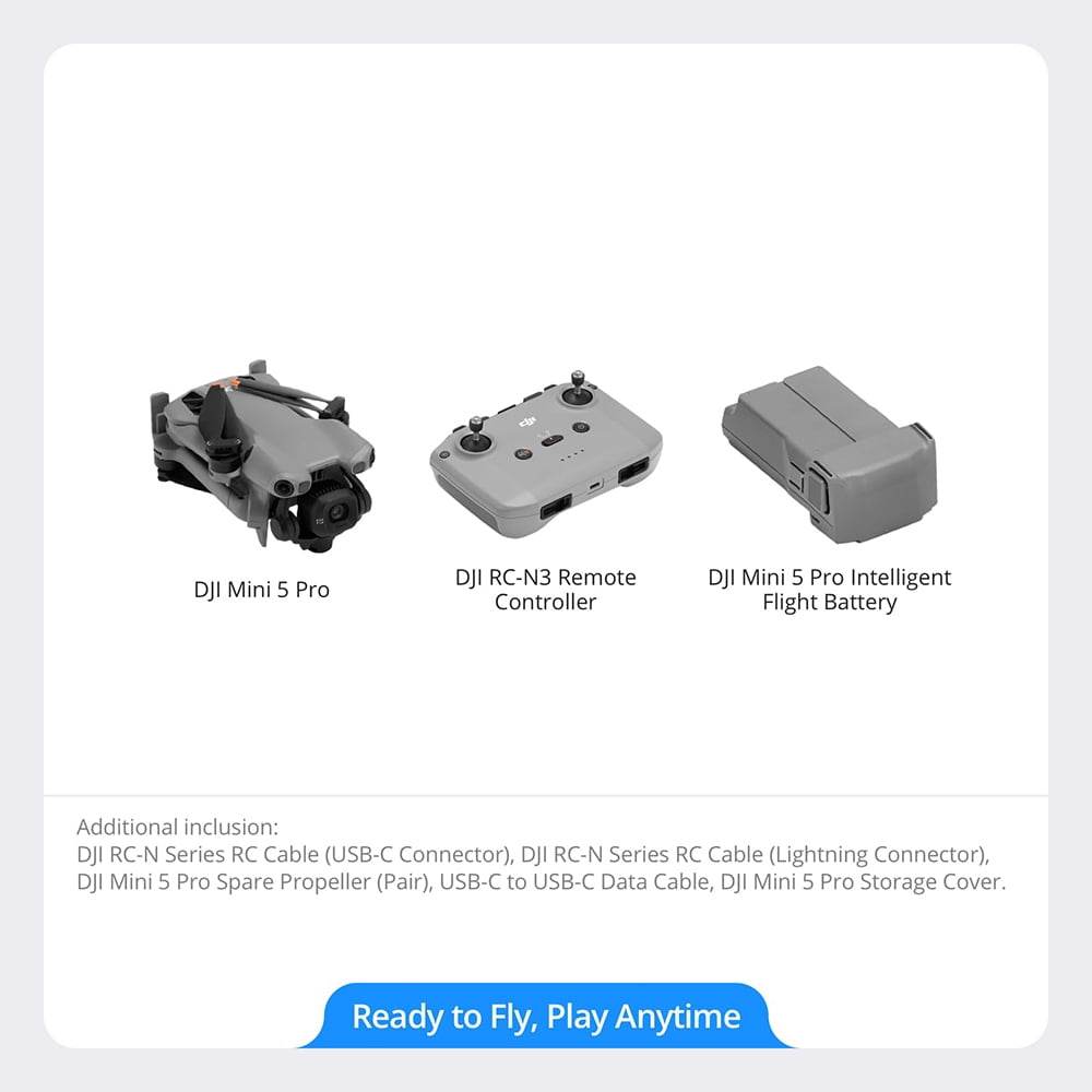 DJI Mini 5 Pro Drone with DJI RC-N3 Remote and Intelligent Flight Battery