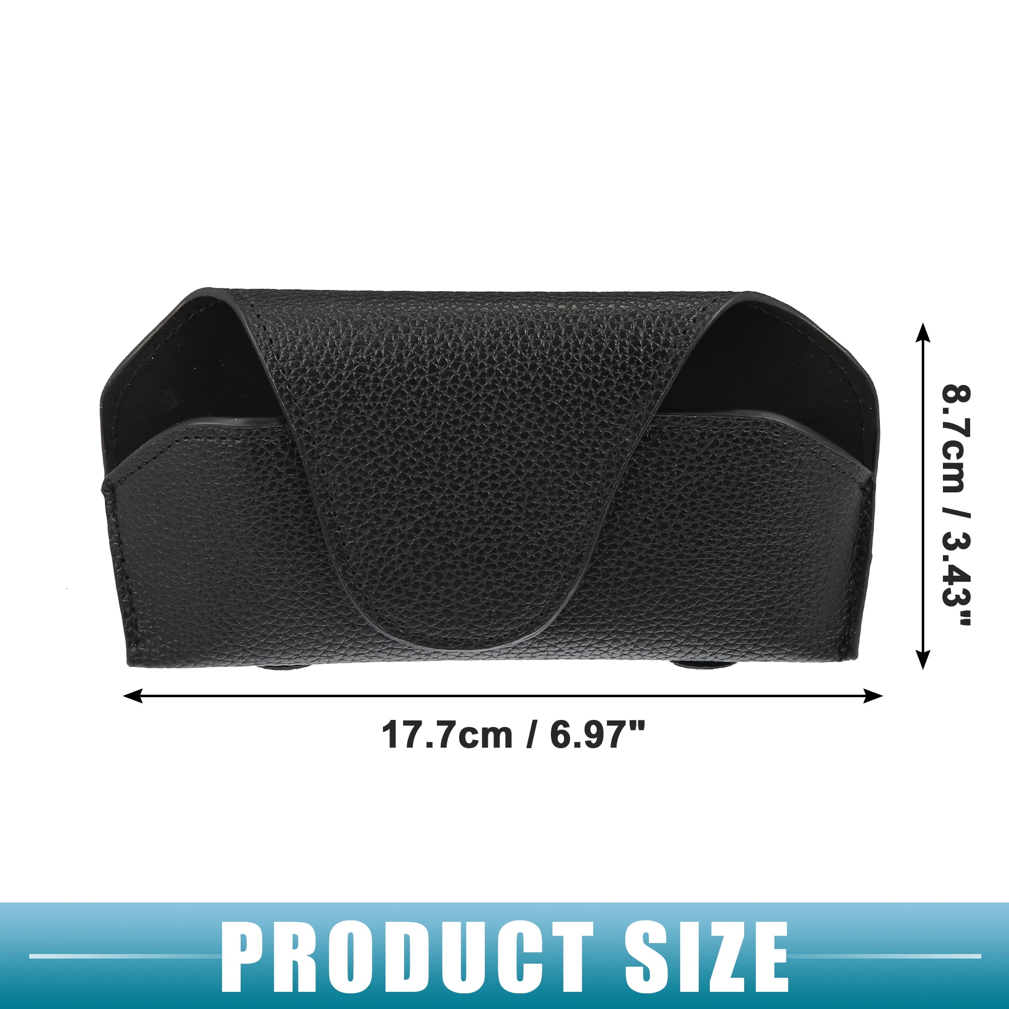 Unique Bargains Car Sunglasses Visor Holder Magnetic Glasses Organizer PU Leather Black
