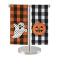 thumbnail image 2 of Buffalo Plaid Kitchen Halloween Towels 2 Piece Flat Embroidered, Ghost Pumpkin Orange Black Kane, 2 of 9