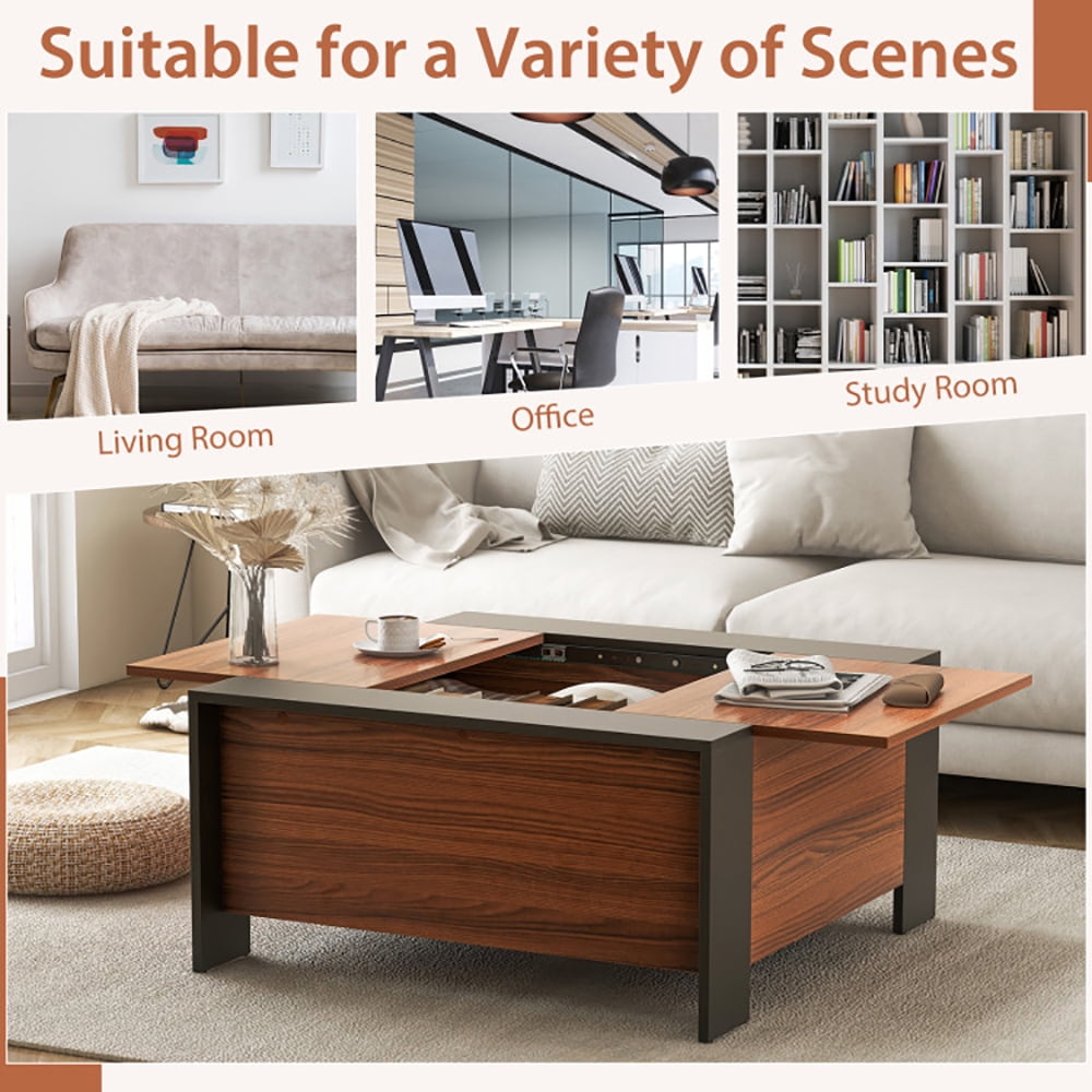 Finihen Coffee Table, 36.5 Inch Coffee Table with Sliding Top and Hidden Compartment, for Living Room, Reception Room, Office, Rustic Brown Finihen Coffee Table, 36.5 Inch Coffee Table with Sliding Top and Hidden Compartment, for Living Room, Reception Room, Office, Rustic Brown
