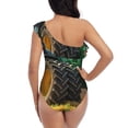 thumbnail image 5 of Picia Green Tractor Field Pattern Women's One Piece Swimsuits,One Shoulder Swimwear Asymmetric ,Ruffle Monokinis Bathing Suits,High Waisted Flattering Bathing Suits-Small, 5 of 8