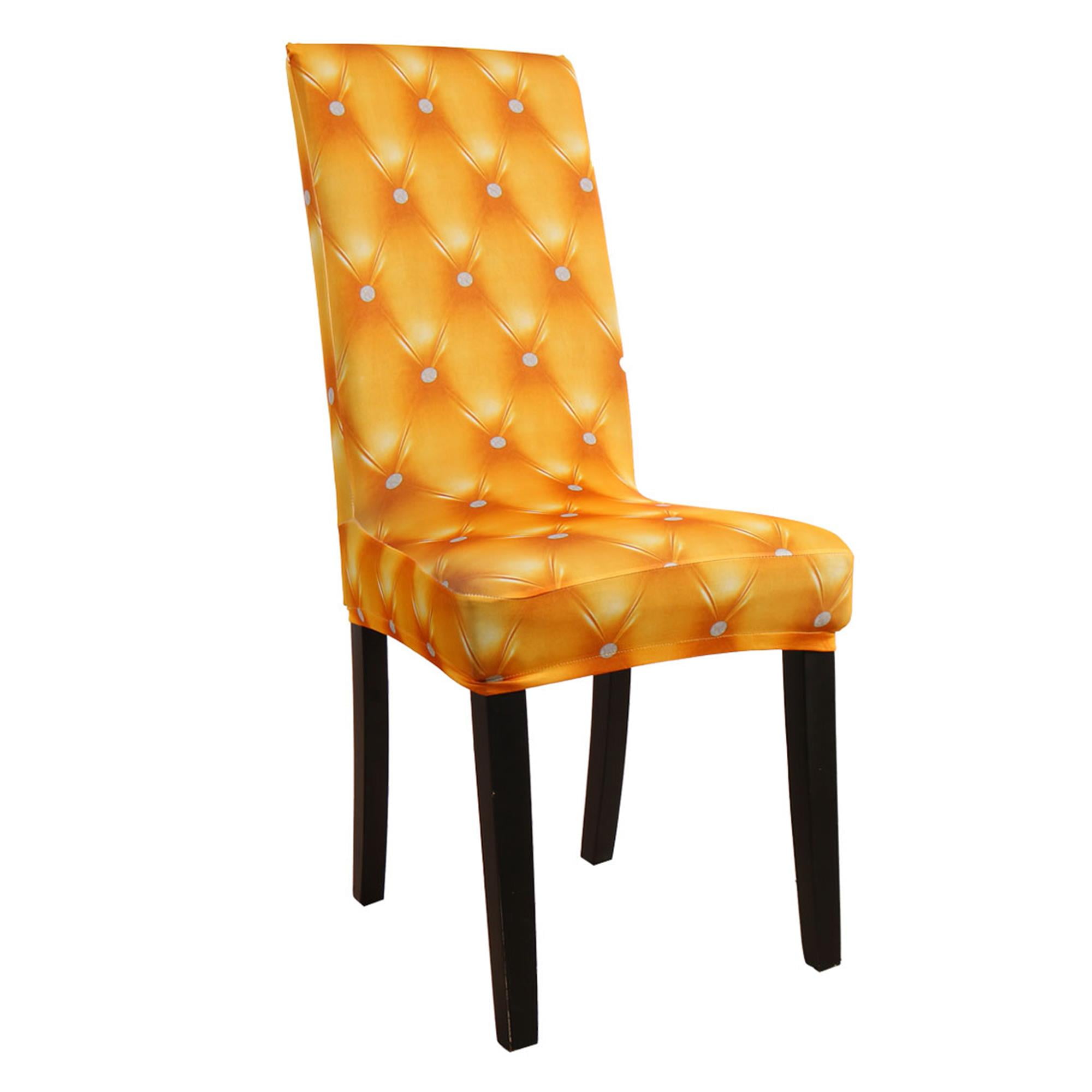 Unique Bargains Stretch Dining Chair Seat Cover Gold Tone