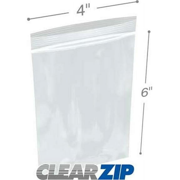 International Plastics CZ1250406 4 x 6 in. ClearZip Lock Bags, 0.00125 Gauge - Case of 1000