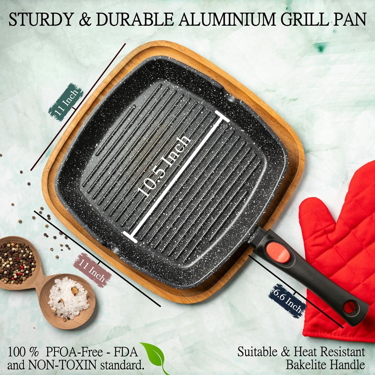 Moss & Stone 11-Inch Square Grill Pan photo 6