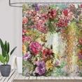 thumbnail image 3 of Floral Shower Curtains, Rose Peony Red Yellow Purple Colorful Watercolor Flower Oil Painting Bathroom Curtain for Bathtub Home Decor Waterproof Fabric Machine Washable with Hooks, 3 of 6