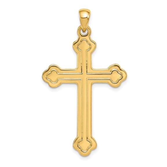 14k Yellow Gold Cross Pendant for Women or Unisex with Flared Design, Christian Religious Necklace Symbolizing Faith, Catholic Jewelry for Spiritual or Everyday Wear