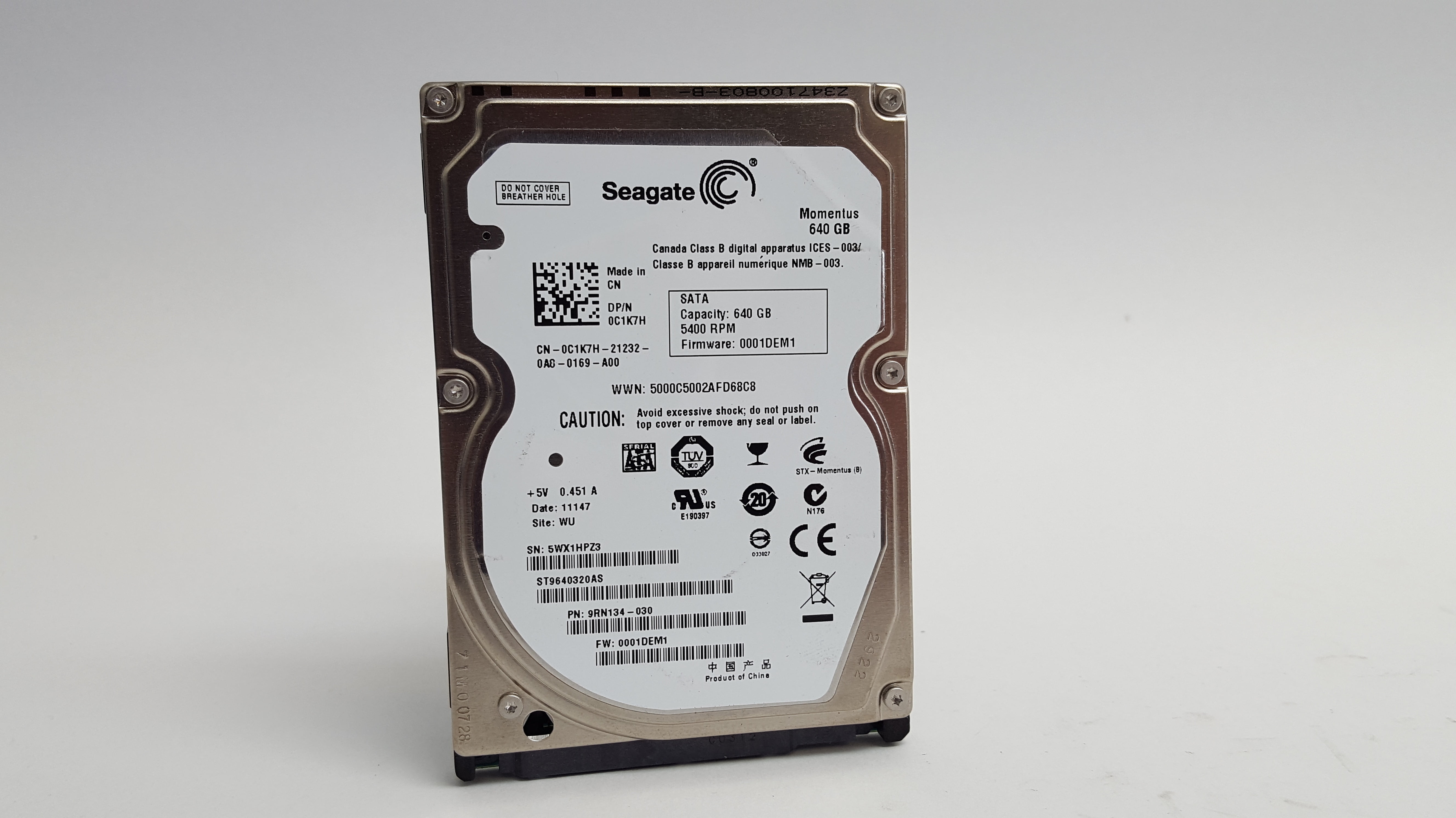 Refurbished Seagate Momentus ST9640320AS 640GB 2.5" SATA II Laptop Hard Drive