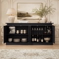 thumbnail image 3 of Modern 4-Door Sideboard Buffet Cabinet with LED Lights, Floating Tabletop, Adjustable Shelves & Storage Console for Living Room, Dining Room, Kitchen, Entryway & TV Stand up to TV, 3 of 9