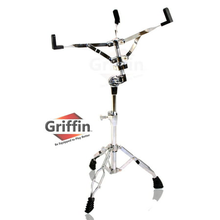 Snare Drum Stand by Griffin Percussion Hardware Base Kit Double Braced, Light Weight Mount for Standard Snare and Tom Drums Slip-Proof Gear Tilter Sturdy Clamp Style Basket