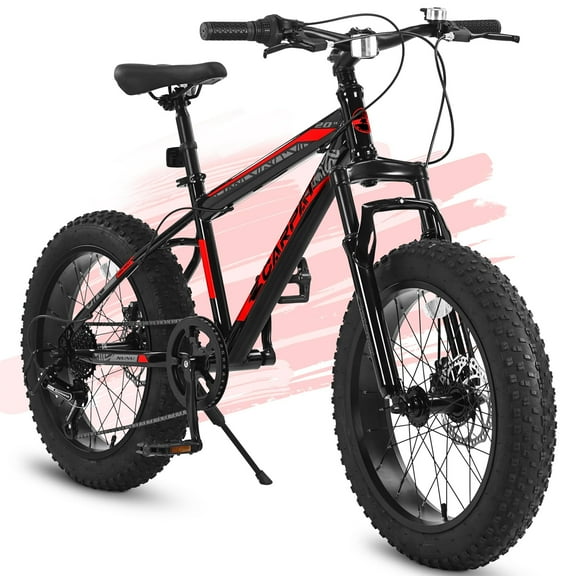 20-Inch Mountain Bike,7-Speed Front Suspension with Disc Brakes – Black&Red